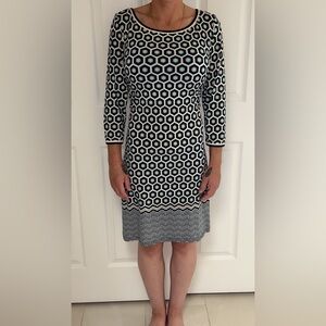Max Studio Navy and White Hexagon Pattern Dress